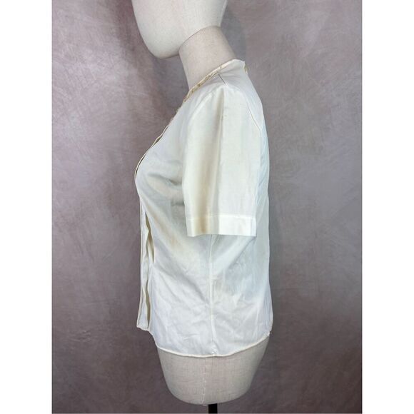 Vintage Late 1950s Cream Lace Button Back Blouse - Picture 7 of 9